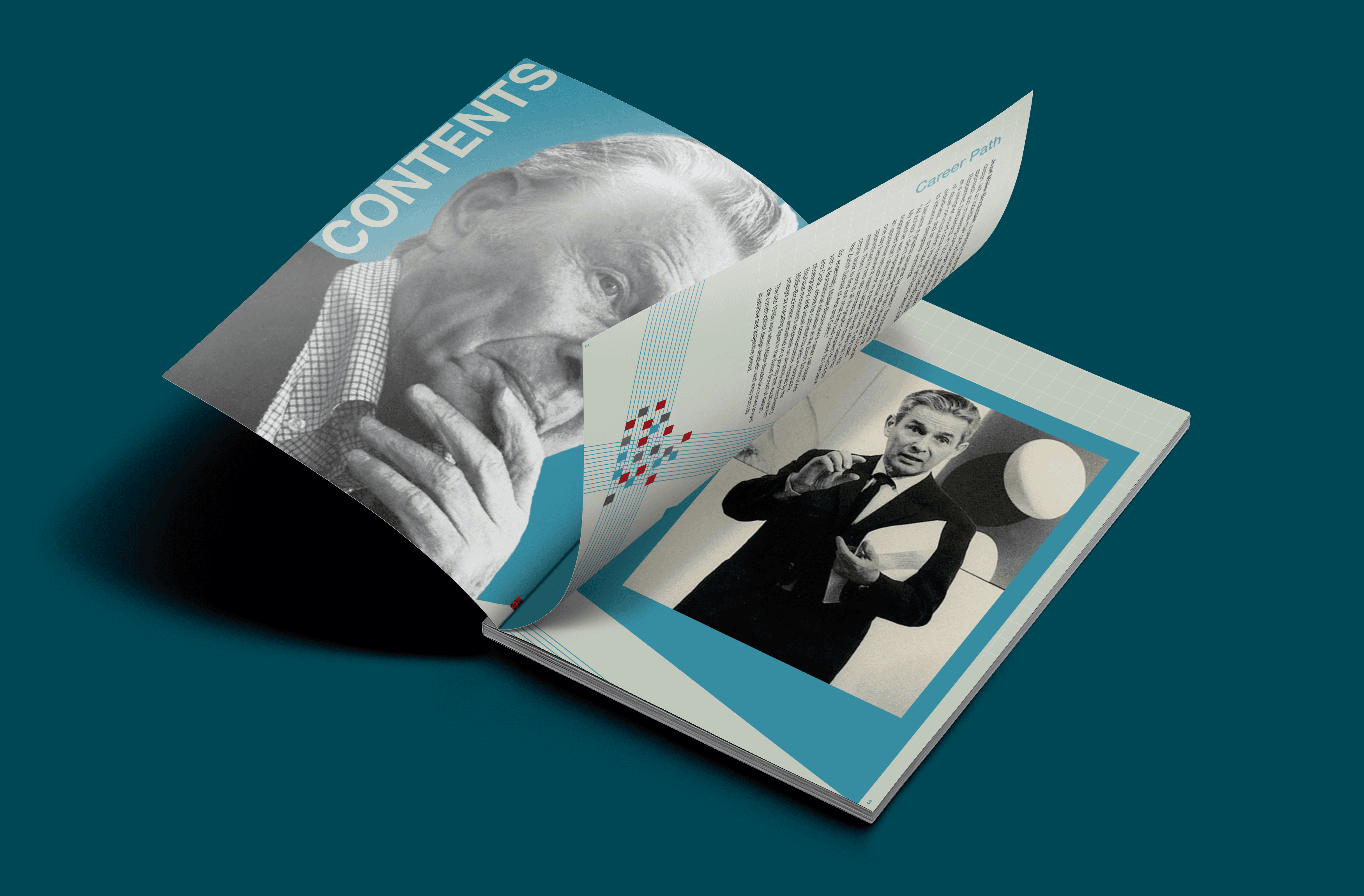 Booklet cover mockup showcasing title typography and accent color band