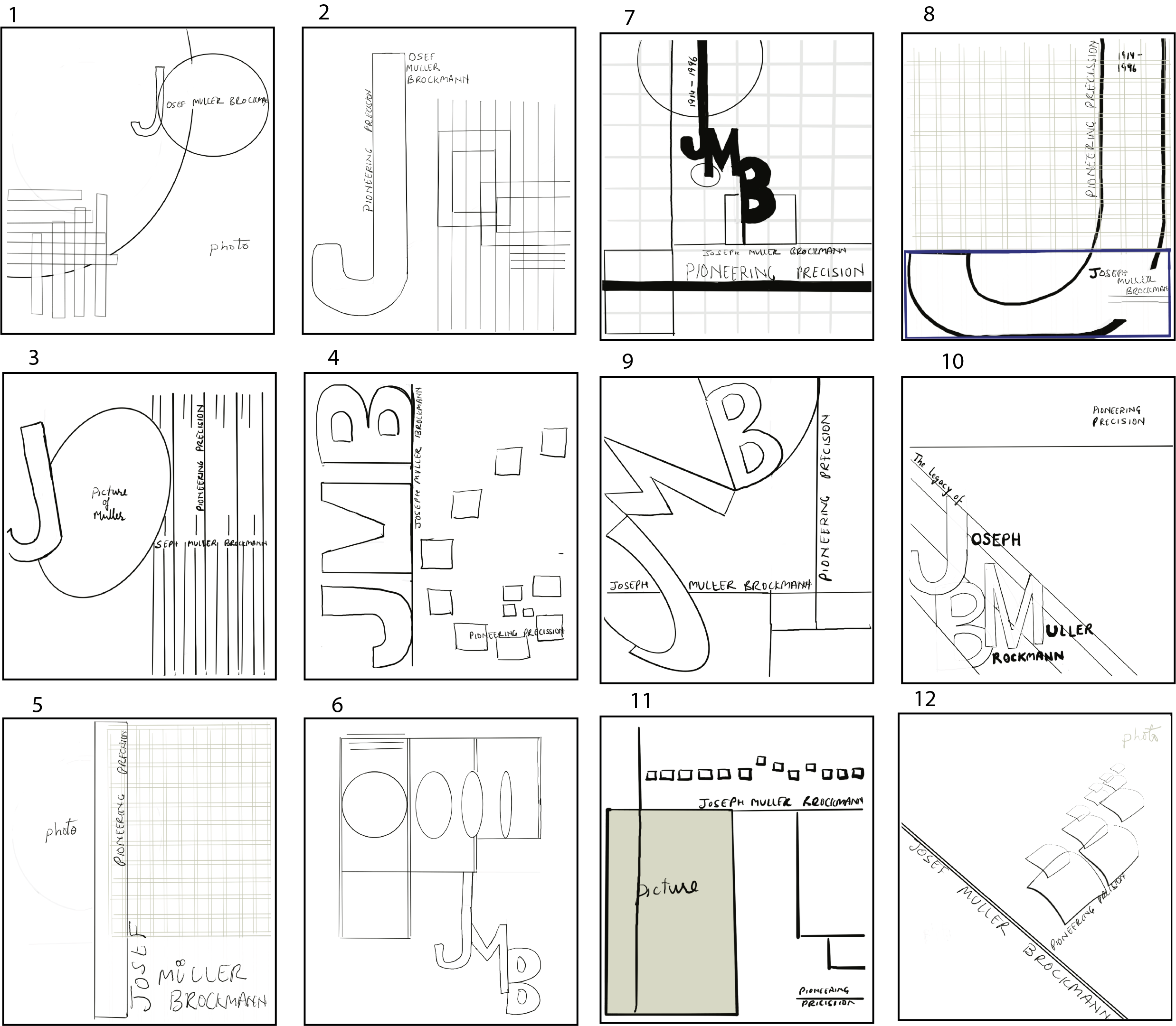 Layout sketch exploring headline placement and asymmetrical grid