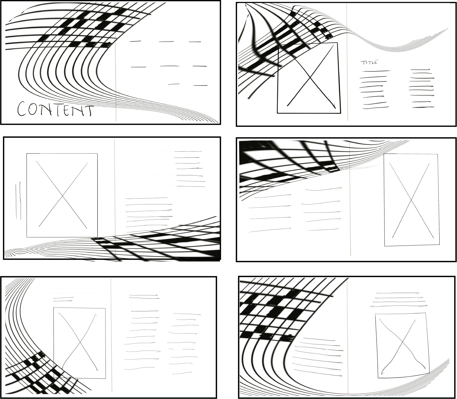Spread sketch iterating on columns, gutters, and pull-quote positioning