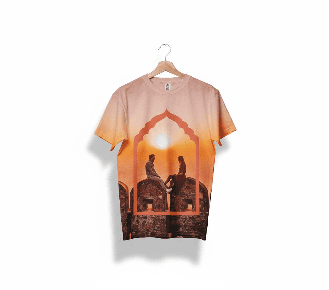Branded t-shirt mockup featuring Jaipur campaign design